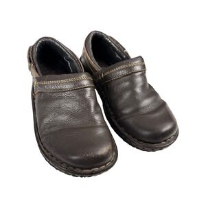 Born Women Brown Leather Slip On Clogs Mules Contrast Stitch W82043 Size 7.5 M/W